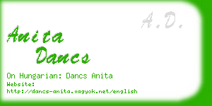 anita dancs business card